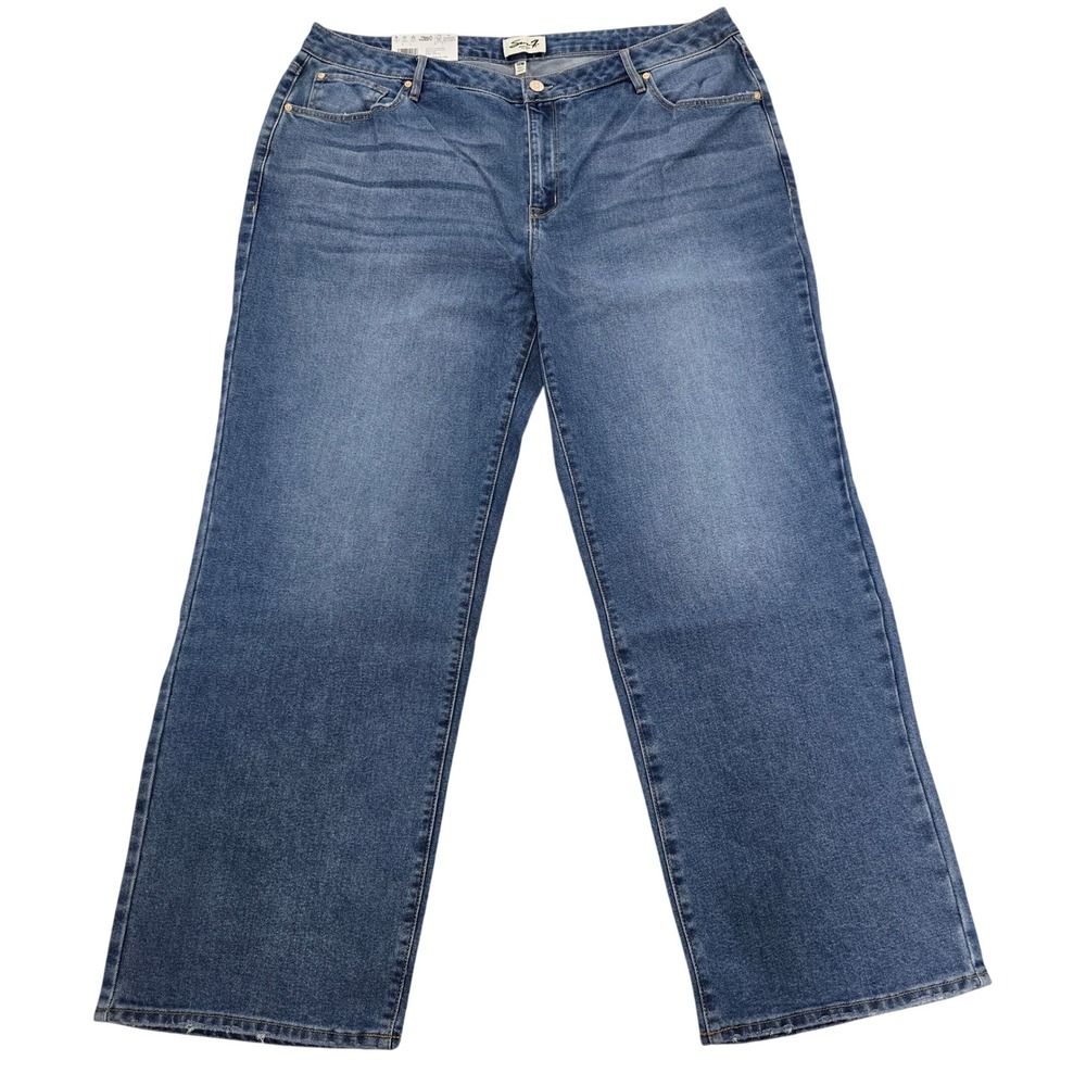 Seven7 Women Loose Straight‎ High Rise Jeans 18W Authentic Blue SX10341DE NWT